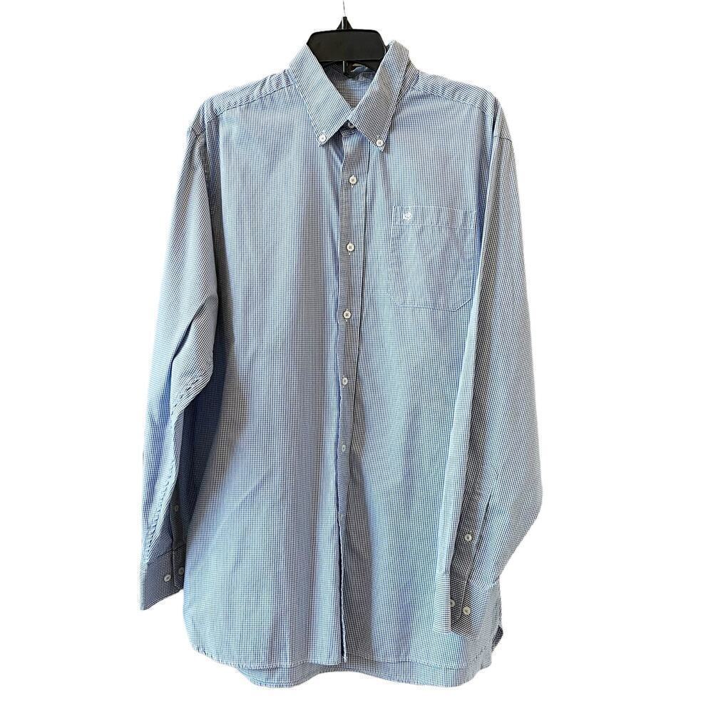 Southern Tide Classic Fit Micro Gingham Button Up Performance Sport Shirt Size L